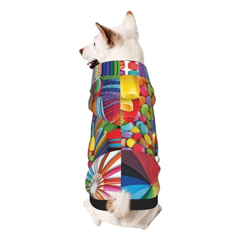 Vyonne Buntes Collage-Kapuzen-Sweatshirt – bezauberndes kleines Haustier-Outfit – modisches und gemütliches Kapuzen-Sweatshirt für Ihr geliebtes Haustier von Vyonne