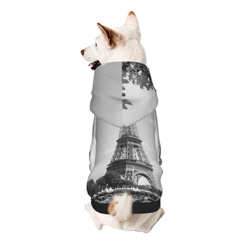 Vyonne Eiffelturm-Kapuzen-Sweatshirt für Haustiere – bezauberndes Outfit für kleine Haustiere – modisches und gemütliches Kapuzen-Sweatshirt für Ihr geliebtes Haustier von Vyonne