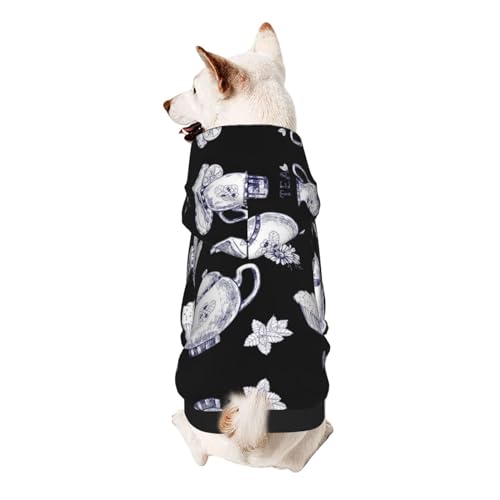 Vyonne Handgezeichnete Teekannen und Tassen, Kapuzen-Sweatshirt für Haustiere, bezauberndes kleines Haustier-Outfit, modisches und gemütliches Kapuzen-Sweatshirt für Ihr geliebtes Haustier von Vyonne