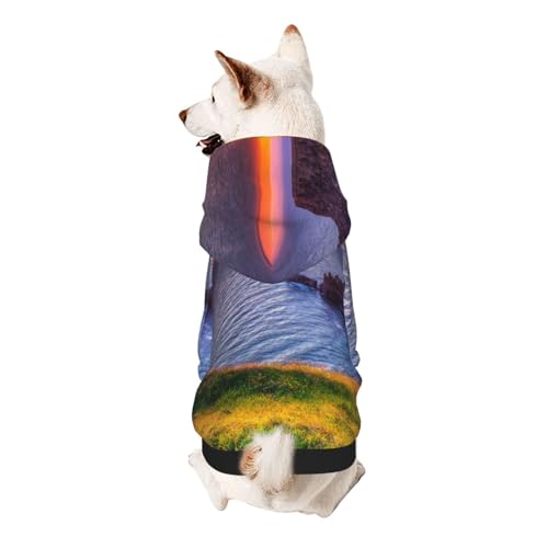 Vyonne Kapuzen-Sweatshirt für Haustiere, Irland Sonnenuntergang und Meereslandschaft, niedliches kleines Haustier-Outfit, modisches und gemütliches Kapuzen-Sweatshirt für Ihr geliebtes Haustier von Vyonne