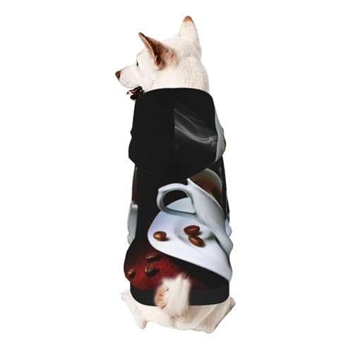Vyonne Kapuzen-Sweatshirt für Haustiere mit heißem Kaffee und Kaffeebohnen, bezauberndes kleines Haustier-Outfit, modisches und gemütliches Kapuzen-Sweatshirt für Ihr geliebtes Haustier von Vyonne