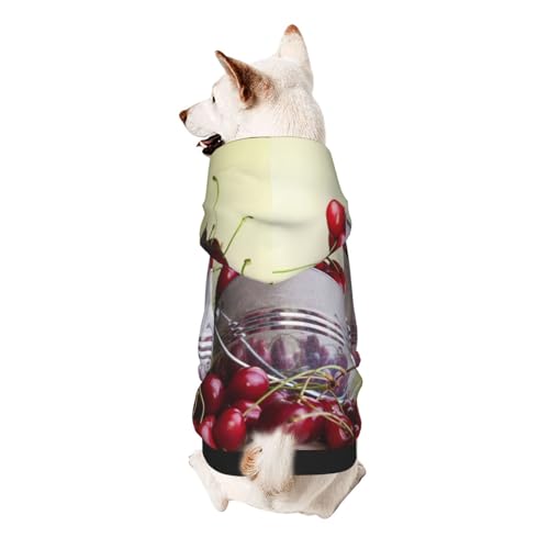 Vyonne Kapuzen-Sweatshirt mit Aufschrift "Bucket With Full Of Cherrys", niedliches kleines Haustier-Outfit, modisches und gemütliches Kapuzen-Sweatshirt für Ihr geliebtes Haustier von Vyonne