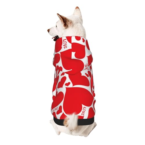 Vyonne Kapuzen-Sweatshirt mit Herzmotiv, niedliches kleines Haustier-Outfit, modisches und gemütliches Kapuzen-Sweatshirt für Ihr geliebtes Haustier von Vyonne