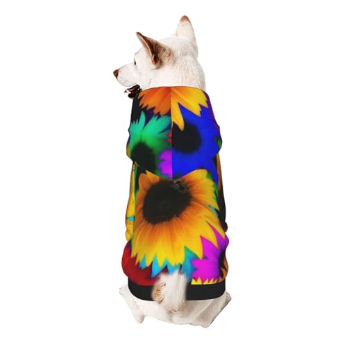 Vyonne Kapuzen-Sweatshirt mit Regenbogen-Sonnenblume, niedliches kleines Haustier-Outfit, modisches und gemütliches Kapuzen-Sweatshirt für Ihr geliebtes Haustier von Vyonne