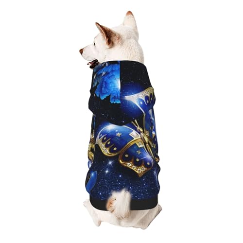 Vyonne Kapuzen-Sweatshirt mit Schmetterlingen, niedliches kleines Haustier-Outfit, modisches und gemütliches Kapuzen-Sweatshirt für Ihr geliebtes Haustier, Blau von Vyonne