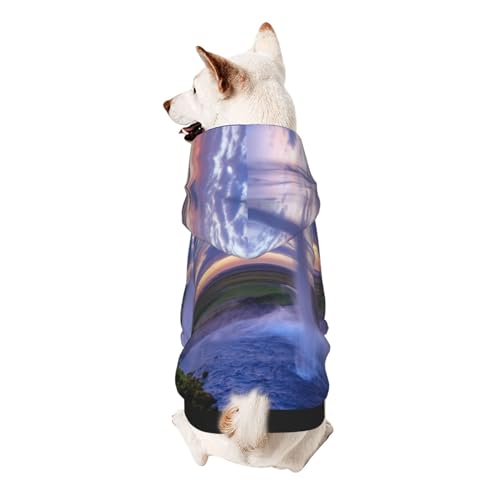 Vyonne Kapuzen-Sweatshirt mit Wasserfall-Landschaft, bezauberndes kleines Haustier-Outfit, modisches und gemütliches Kapuzen-Sweatshirt für Ihr geliebtes Haustier von Vyonne