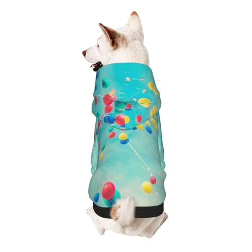 Vyonne Kapuzen-Sweatshirt mit bunten Luftballons, blauer Himmel, bezauberndes kleines Haustier-Outfit, modisches und gemütliches Kapuzen-Sweatshirt für Ihr geliebtes Haustier von Vyonne