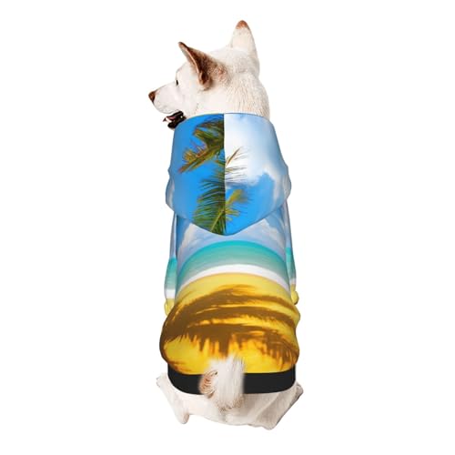 Vyonne Kapuzensweatshirt mit Wolken und Palmen und Stränden, bezauberndes kleines Haustier-Outfit, modisches und gemütliches Kapuzen-Sweatshirt für Ihr geliebtes Haustier von Vyonne