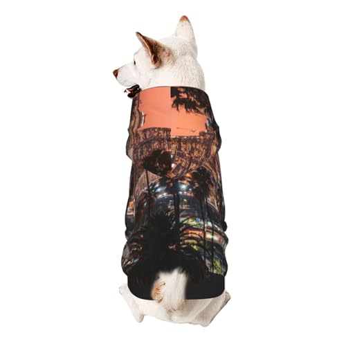 Vyonne Los Angeles Kapuzen-Sweatshirt mit Palmen – bezauberndes Outfit für kleine Haustiere – modisches und gemütliches Kapuzen-Sweatshirt für Ihr geliebtes Haustier von Vyonne