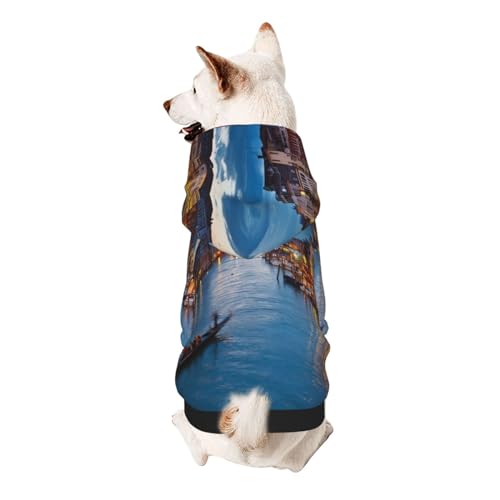 Vyonne Venice Night Kapuzen-Sweatshirt für Haustiere, niedliches kleines Haustier-Outfit, modisches und gemütliches Kapuzen-Sweatshirt für Ihr geliebtes Haustier von Vyonne