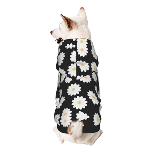 Vyonne Weißes Gänseblümchen-Kapuzen-Sweatshirt – bezauberndes kleines Haustier-Outfit – modisches und gemütliches Kapuzen-Sweatshirt für Ihr geliebtes Haustier von Vyonne