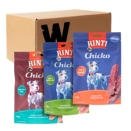 W West Boxx Set aus Hundeleckerlis, 1x Knoblauch-Ecken, 1x 100% Kaninchen und 1x 100% Rind, 1x 80g 2X 60g Leckerlis für große und kleine Hunde von W West Boxx