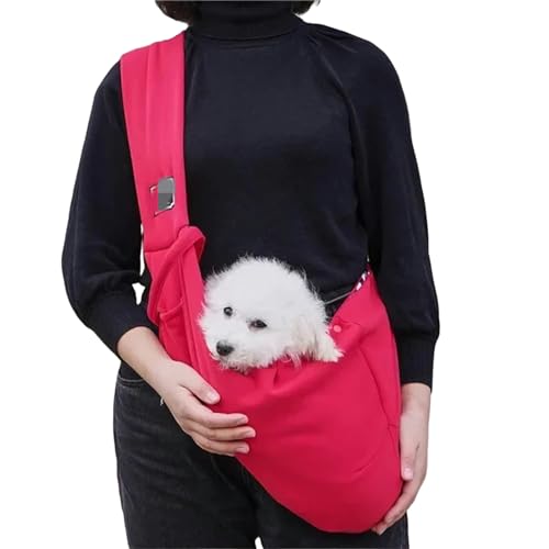 WABVAB Hundebox Baumwolle Bequeme Hundetasche Haustier Out Cross Body Umhängetasche Außenreisen Tragbare Schlingenbeutel-R-Red von WABVAB