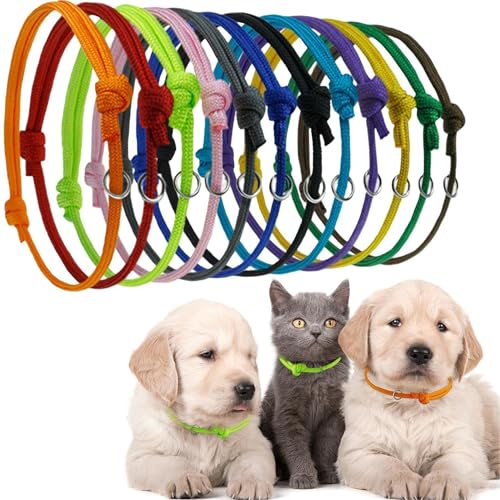 12 Stück Hundehalsbänder, verstellbar, für Welpen, für Welpen, für Hundehalsbänder zur Identifizierung von Neugeborenen und Welpen, Hundehalsband mit Biegeringen für Welpen von WADY