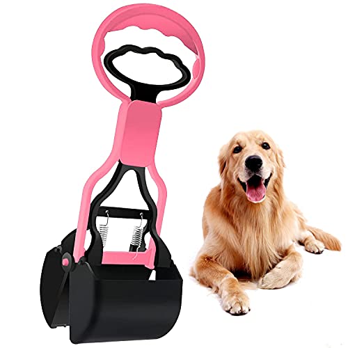 Pet Dog Pooper Scooper, 1 Stück, nicht zerbrechlicher Kotschaufel, großer Kotschaufel, robuster Hundekot, langlebiges Hundekot-Aufnahmewerkzeug mit Backenklaue für einfaches Gras und Kies (rosa) von WADY