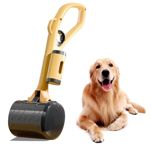 Pet Pooper Scooper Sets, Portable Pet Pooper Scooper for Dogs and Cats, Pooper Scooper with Poo Bag Dispenser and Poop Bags, Poo Scooper with Elastic Spring for Pick Up Animal Waste Easily (Yellow) von WADY