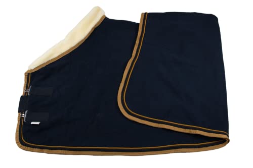 WAGNER Fleece Abschwitzdecke mit Fellkragen (Blau-Creme, 125) von WAGNER