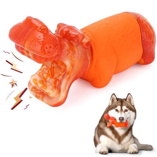 WASG PET Kauspielzeug für aggressive Kauer, robustes und langlebiges Kauspielzeug für aggressive Kauer, für mittelgroße und große Rassen, ideales Superkauspielzeug mit echtem Speckgeschmack, Orange von WAGS PET