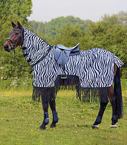 WALDHAUSEN Fliegenausreitdecke Zebra mit Fransen, schwarz/weiß, 145 cm von WALDHAUSEN