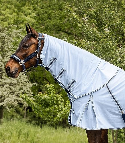 WALDHAUSEN PROTECT Fliegen-Halsdecke, Warmblut, hellblau/dunkelblau von WALDHAUSEN