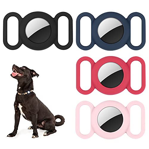 Airtag Hundehalsband, Silikonhülle für GPS-Tracking-Finder, Schutzhülle kompatibel mit Apple Airtag, Sicherheit und Anti-Verlust, Hundehalsband, Katzenschlaufe, Haustierzubehör (farben 4) von WALLFID