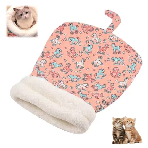 WAMIZEU Katzen-Winterschlafsack, Katzennest-Schlafsack, weicher Katzen-Schutz, Haustier-Kuschelsack für Katzen bis zu 4,5 kg, Rosa von WAMIZEU