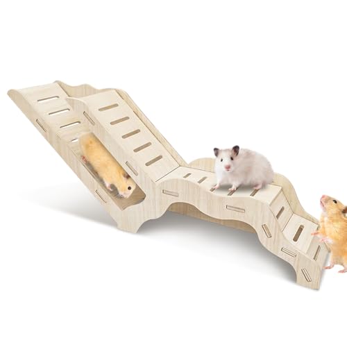 WANDGU Hamster-Kletterleiter: Hamsterhaus aus Holz, Hamster Versteck Hamster Zubehör für kleine Haustiere, Hamster, Rennmäuse, Zwergmäuse, 42x16cm von WANDGU