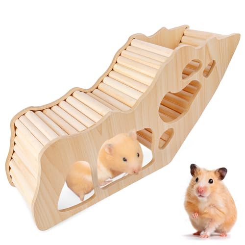 WANDGU Hamster-Kletterleiter: Hamsterhaus aus Holz, Hamster Versteck Hamster Zubehör für kleine Haustiere, Hamster, Rennmäuse, Zwergmäuse von WANDGU