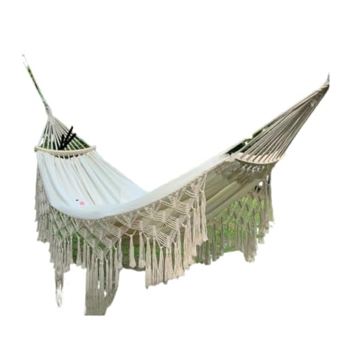 Hängematte Hängematte Outdoor Camping Anti-Rollover Outdoor Camping Schaukel Verdickte Leinwand Freizeit Ethnische Prinzessin Stil Hängematte im Freien(White) von WANGWANGDUI