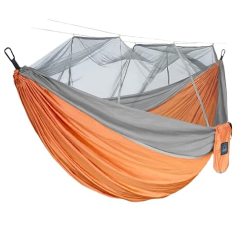 Hängematte Moskitonetz Hängematte Doppel Outdoor Anti-Moskito Fallschirm Stoff Schaukel Outdoor Schlafen Hängen Baum Camping Hängematte im Freien(Orange,L) von WANGWANGDUI