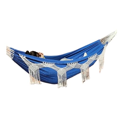 Hängematte Outdoor Quaste Leinwand Hängematte Camping Strand Vergrößerte Doppel Schaukel Böhmischen Outdoor Liefert Hängen Stuhl Hängematte im Freien(Blue) von WANGWANGDUI