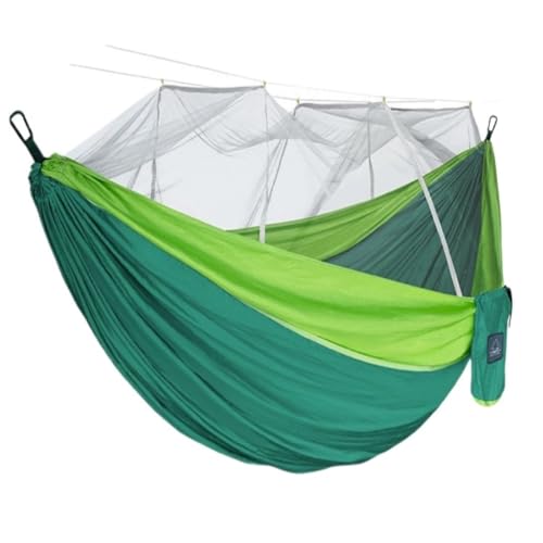 WANGWANGDUI Hängematte Moskitonetz Hängematte Doppel Outdoor Anti-Moskito Fallschirm Stoff Schaukel Outdoor Schlafen Hängen Baum Camping Hängematte im Freien(Green,L) von WANGWANGDUI