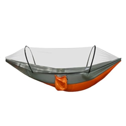 WANGWANGDUI Hängematte Outdoor-Camping-Anti-Rollover-Nylon-Hängematte Mit Moskitonetz, Automatische, Schnell Öffnende Moskitonetz-Hängematte Hängematte im Freien(Orange) von WANGWANGDUI