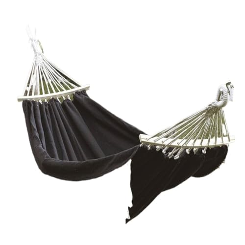 WANGWANGDUI Hängematte Outdoor Hängematte Blatt Doppel Camping Hängematte Schaukel Frühling Ausflug Camping Anti-Rollover Leinwand Hängenden Korb Hängematte im Freien(Black) von WANGWANGDUI