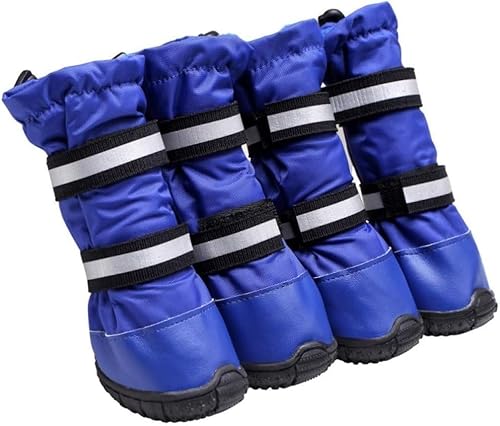 WANGXIAOKE 4-teilige Winter-Schneestiefel für Haustiere, warm, wasserdicht, langlebig, rutschfest, Welpenstiefel, Haustierpfoten-Schutzhülle von WANGXIAOKE