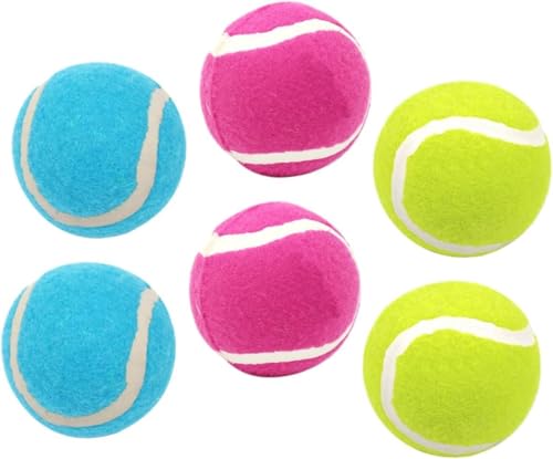 WANGXIAOKE Hunde-Gummibälle, 6 Tennisspielzeuge, Haustierspielzeug, hohe Elastizität, Gummi-Hundeball, Picking-Haustierspielzeug (Farbe: mehrere Farben, Größe: 6,3 x 6,3 cm) von WANGXIAOKE