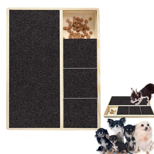 Dog Emery Board Scratcher Treat Box, Dog Nail Scratchboard, 3 in 1 Pet Scratch Pad for Nails, Wooden Dogs Nail File Board with Built-in Snack Box, Multifunctional Dogs Scratch Boards von WANWEN