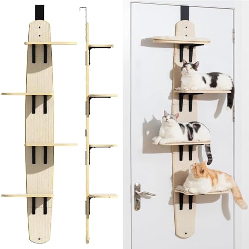 Door Hanging Cat Shelf, Over The Door Cat Perch & Climber, Multi Level Door Hanging Cat Shelf, Climber Tower, Over The Doors Tree Climber for Indoor Cats von WANWEN