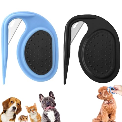 WANWEN 2 Stück Pet Knotting Comb, Entfilzungsmesser Katze, Entfilzer mit Stahlklinge, Fell-Entwirrer Entfilzungskamm für Hunde entfernt Unterwolle & Verfilzungen Knotenkamm Beauty-Tools (B) von WANWEN