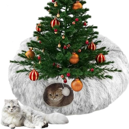 WANWEN Christmas Tree Cat Tunnel, Katzentunnel Weihnachtsbaum, Plüsch Katzentunnel Katzenbett, Katzentunnel unter Weihnachtsbaum, Faltbares Katzentunnelspielzeug (Green) von WANWEN