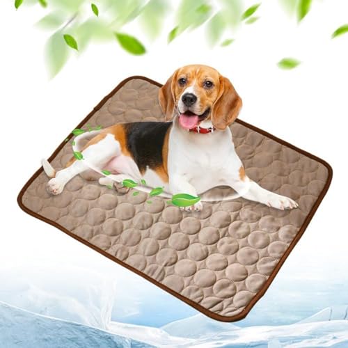 WANWEN Dog Cooling Mat, Cooling Mat for Dogs, Pet Self Cooling Pad for Dogs and Cats, Washable Pet Ice Silk Sleeping Pad for Hot Summer, Easy-Fold Pet Cool Mat for Home Travel (XXL,Brown) von WANWEN