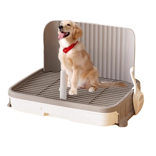 Hundetoilette, Hundetöpfchensystem for den Innenbereich, Pinkelstation for Hunde, erhöhte Trennwand, einfache Reinigung, 51x37x31cm. Geeignet for kleine Hunde, mittelgroße Hunde und große Hunde(Curry) von WANYREN