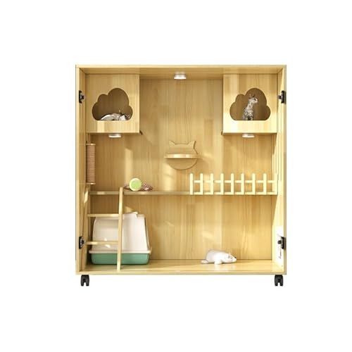 Katzenhaus Katzenvilla Home Indoor Katzenhaus Panorama Katzenhaus Katzenschrank Platz Katzennest Cattery Holz Katzenkäfig Katzenkäfig (Color : 120x120x60cm-B) von WAOCEO