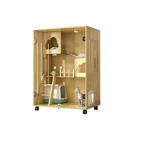 Katzenhaus Katzenvilla Home Indoor Katzenhaus Panorama Katzenhaus Katzenschrank Platz Katzennest Cattery Holz Katzenkäfig Katzenkäfig (Color : 120x90x60cm-B1) von WAOCEO