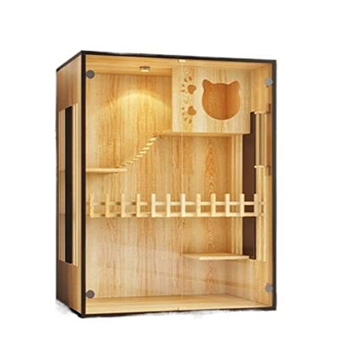 Katzenhaus katzenvilla Cat Villa Platte Seite transparent Luxus Katzenhaus Katzen Brutkäfig Katzenausstellungsschrank Katzenbett Cat Haustier Schrank Katzenraum Katzenhütte von WAOCEO