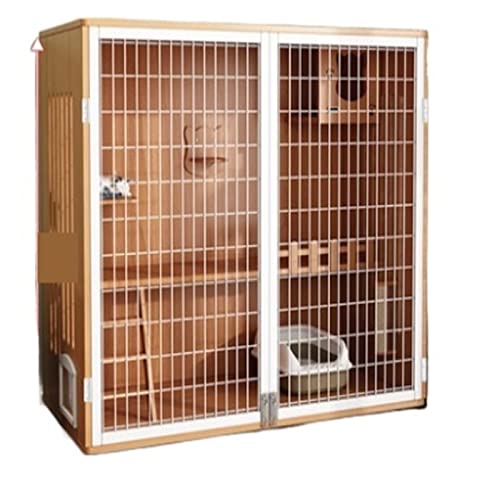 Stuhlabdeckung Cat Villa Indoor Cat Room Home Cat House Übergroßer Freiraum Katzenschrank Katzenhaus Katzenstreu Luxus-Katzenkäfig Wingback-Stuhl-Slipcover (Color : Varnish) von WAOCEO