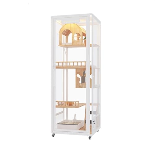 Stuhlabdeckung Panorama Katzenvilla Luxus großer Katzenschrank Katzennest Holz Katzenhaus Haushalt Innen Katzenkäfig mit Toilette Wingback-Stuhl-Slipcover von WAOCEO