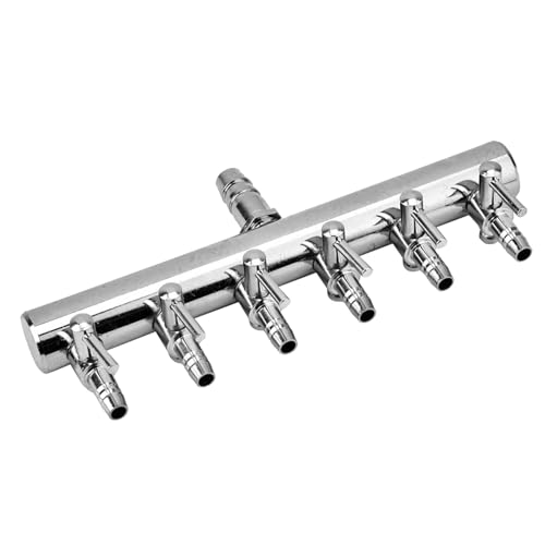 WAONIQ Luftströmender Splitter, Edelstahl-Aquarium, Aquarium-Luftpumpen-Splitter, Luftsteuerventil, Sauerstoffverteiler, Luftsteuerhebelventil optional (2/4/6 Wege) (8 bis 4 mm Sechsloch-Splitterkopf) von WAONIQ