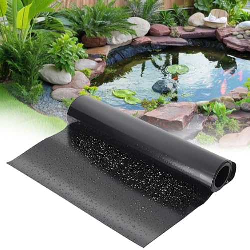 2m x 5m Teichfolien Zuschnitt Schwarz HDPE, UV- und witterungsbeständig, Schwimmteich Folie Gartenteich Teichplane schwarz, für Fischteiche, Brunnen, Wassergarten und Wasserfall Stärken 0.1 MM von WARM&LOVE