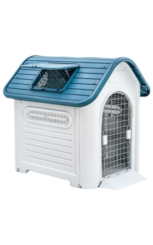 Hundehütte mit Tür, abnehmbar, waschbar, wasserdicht, stabil, warm im Winter, regenfest im Freien, haustierfreundlich, mittelgroße bis große Hundevilla, leicht zu reinigen und zusammenzubauen von WARML